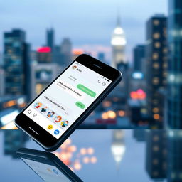 A modern and sleek digital messenger application interface displayed on a smartphone screen