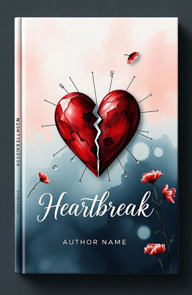 A visually striking and artistic book cover design representing the theme of heartbreak