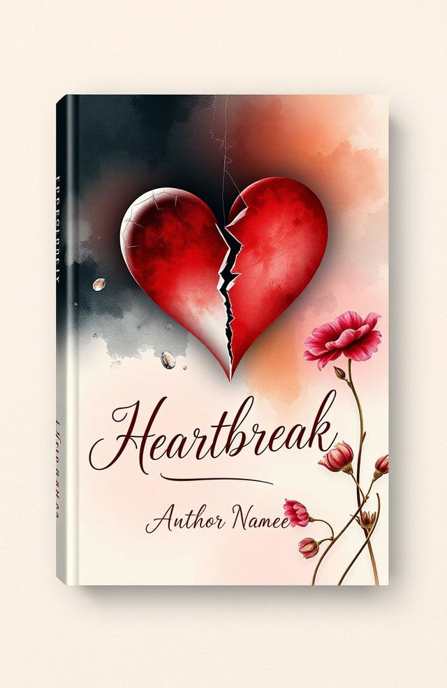 A visually striking and artistic book cover design representing the theme of heartbreak