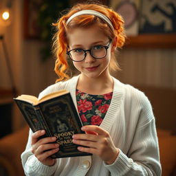 A gorgeous teenage girl, radiating charm as she wears a white buttoned cardigan over a vibrant floral print undershirt
