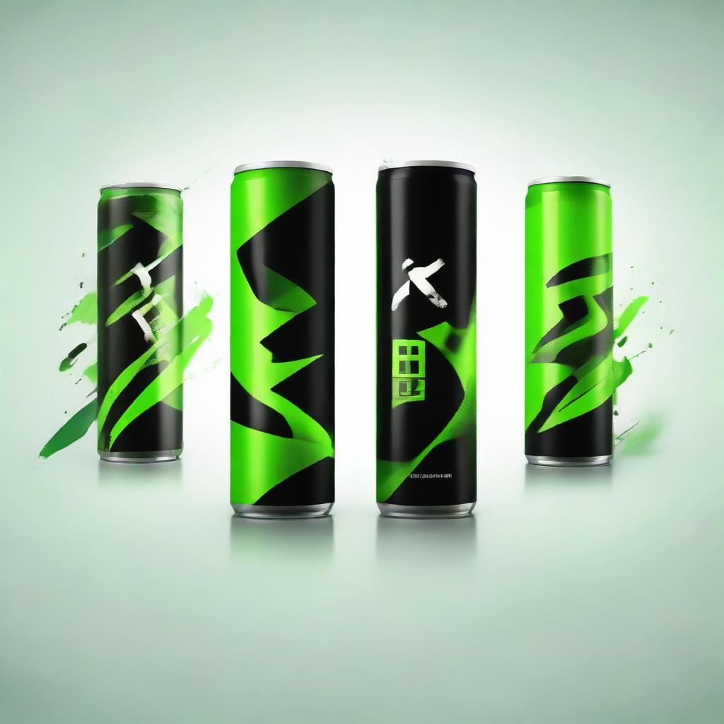 Design an abstract logo icon for the energy drink brand 'BDE', incorporating elements of dynamism, energy, and colors black and green.
