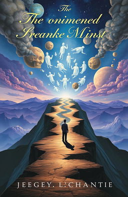 A thought-provoking book cover depicting a surreal psychological and philosophical scenario
