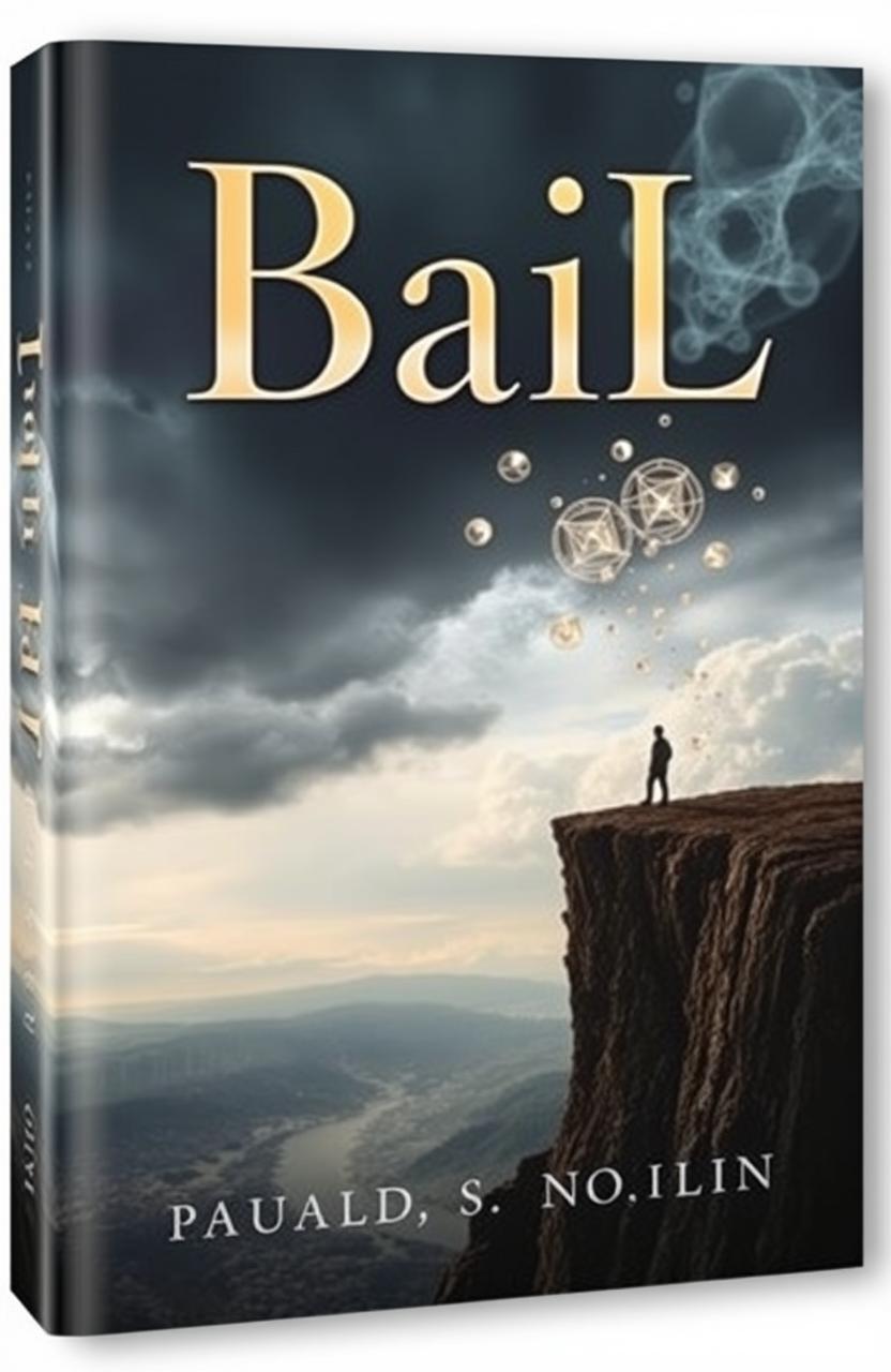 A surreal and thought-provoking book cover for a philosophical novel titled 'BaiL'