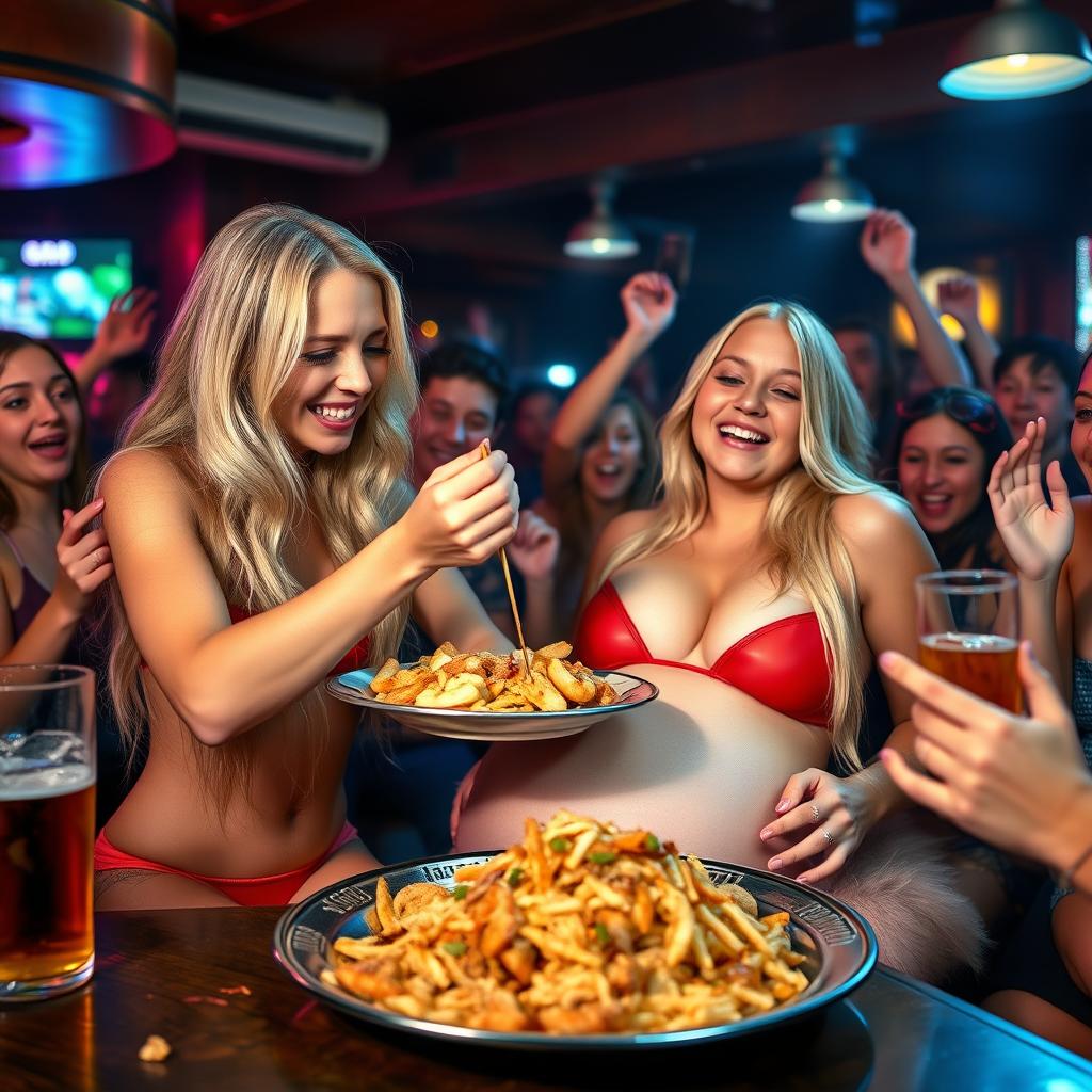 A stunning 18-year-old girl with a beautiful, sexy, and sweet thin face and long, flowing blonde hair