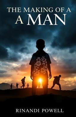 A dramatic and inspirational book cover for the title 'The Making of a Man' by Rinandi Powell