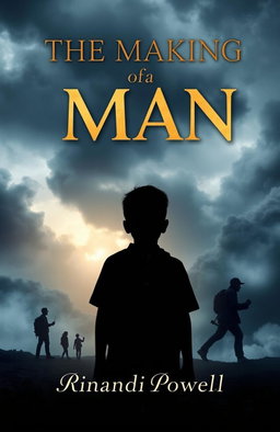 A dramatic and inspirational book cover for the title 'The Making of a Man' by Rinandi Powell