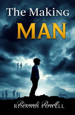 A dramatic and inspirational book cover for the title 'The Making of a Man' by Rinandi Powell
