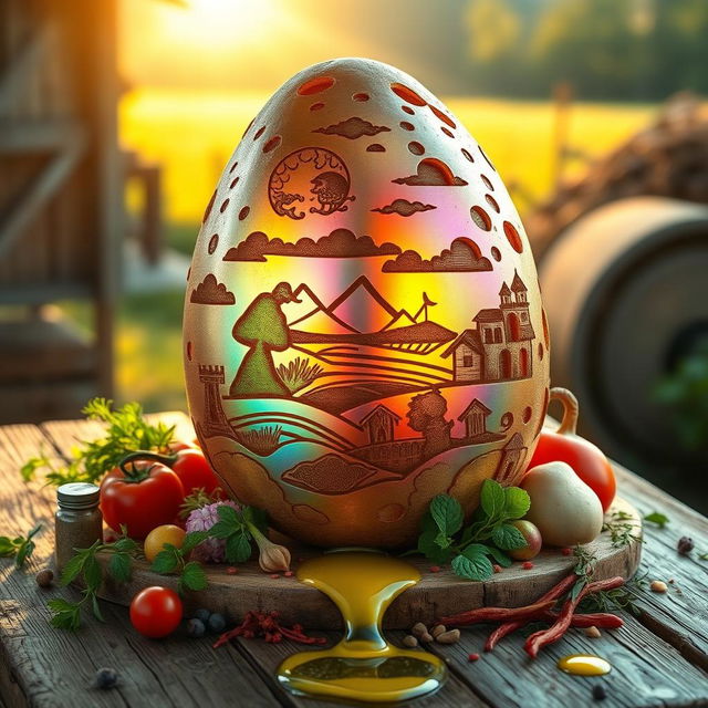 An extraordinary potato, artistically arranged on a rustic wooden table