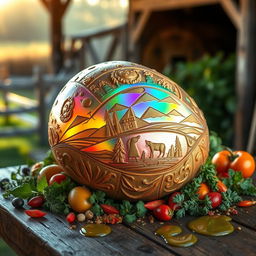 An extraordinary potato, artistically arranged on a rustic wooden table