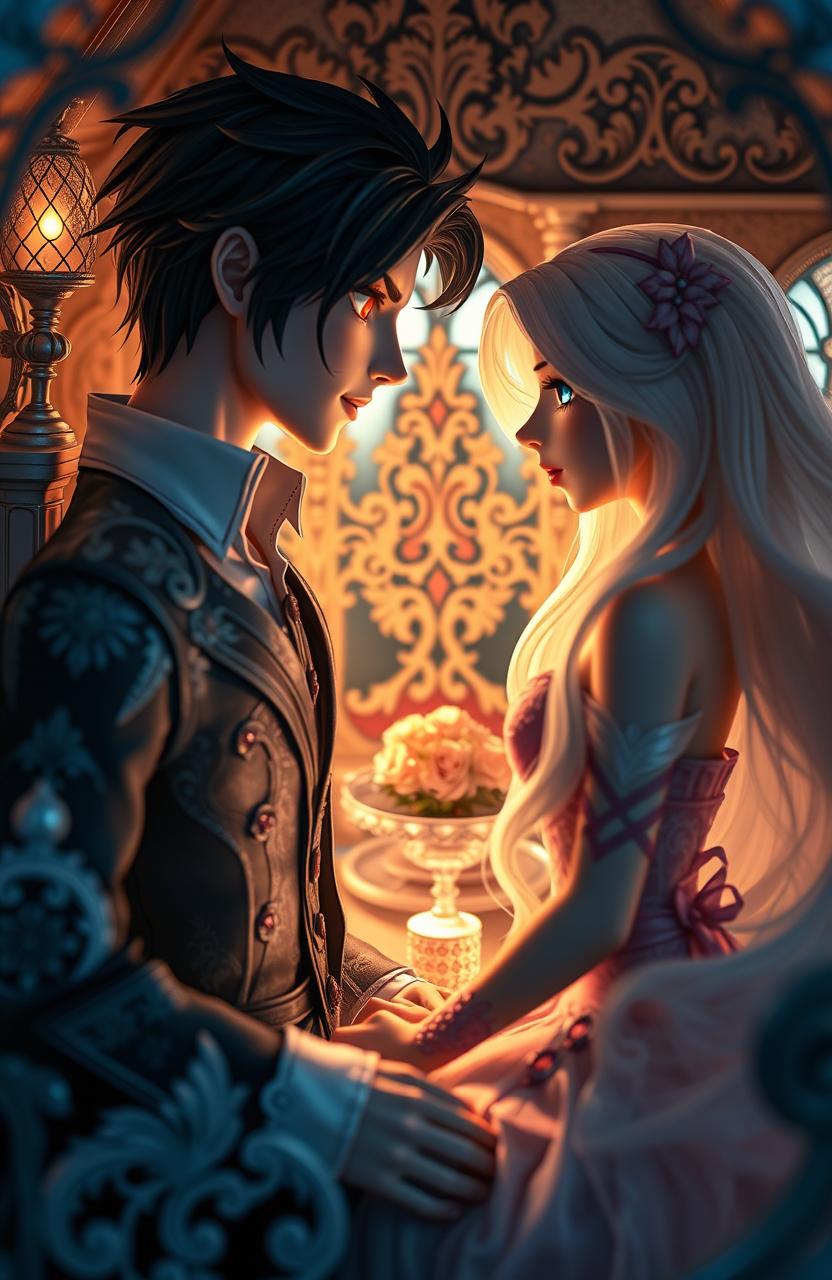 A beautifully intricate dollhouse set in a whimsical and enchanting world, controlled by a majestic goddess who has an intense obsession with her creation