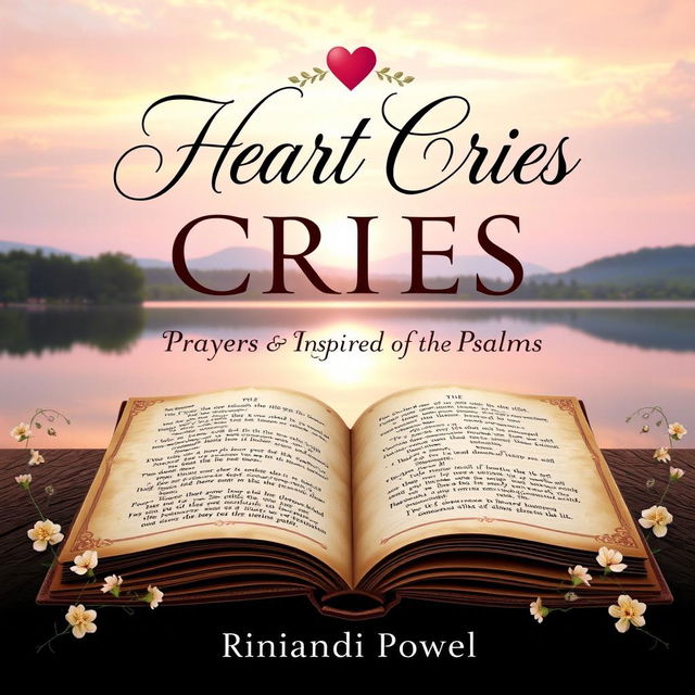 A beautifully designed book cover for 'Heart Cries: Prayers Inspired by the Psalms' by Rinandi Powell