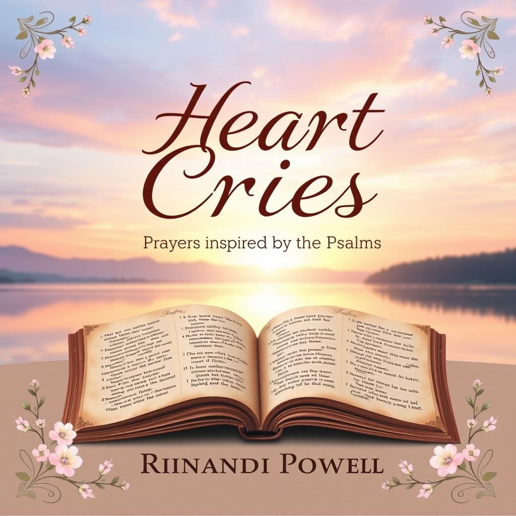 A beautifully designed book cover for 'Heart Cries: Prayers Inspired by the Psalms' by Rinandi Powell