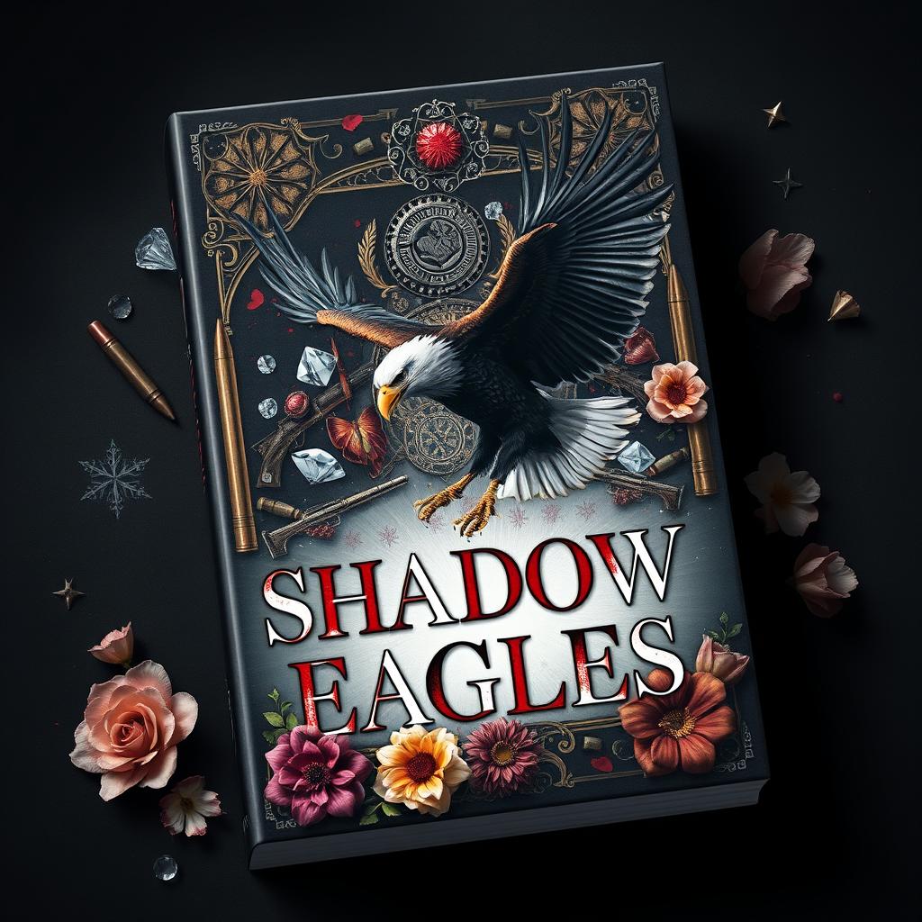 A captivating book cover for a dark romance titled 'Shadow Eagles'