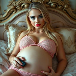 A glamorous young woman with a thin face and beautiful features, having athletic yet voluptuous curves