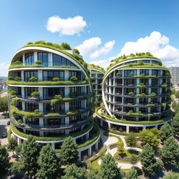 A modern architectural visualization of circle-shaped condominiums showcasing unique circular designs
