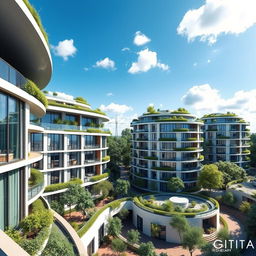 A modern architectural visualization of circle-shaped condominiums showcasing unique circular designs