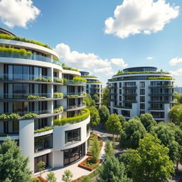 A modern architectural visualization of circle-shaped condominiums showcasing unique circular designs