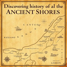 A faded parchment or textured map depicting the ancient history of the Levante coast, featuring intricate details such as coastlines, ancient trade routes, and historical landmarks