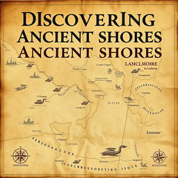 A faded parchment or textured map depicting the ancient history of the Levante coast, featuring intricate details such as coastlines, ancient trade routes, and historical landmarks