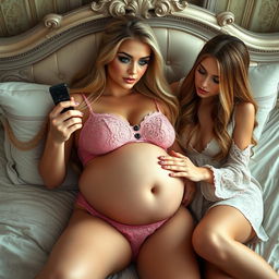 A beautiful, sexy, athletic 18-year-old girl with a thin face and voluptuous curves, featuring long blond hair and striking crystal blue eyes