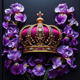 A realistic, beautifully crafted crown, detailed with sparkling jewels and intricate designs, positioned at the center of the cover