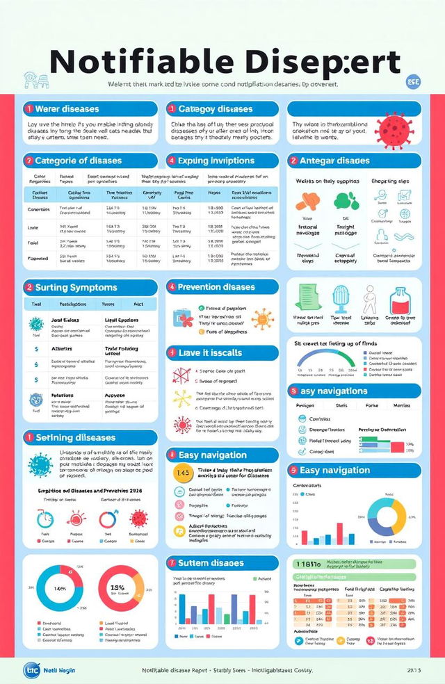 A detailed, informative poster about notifiable diseases, featuring a clear and engaging layout