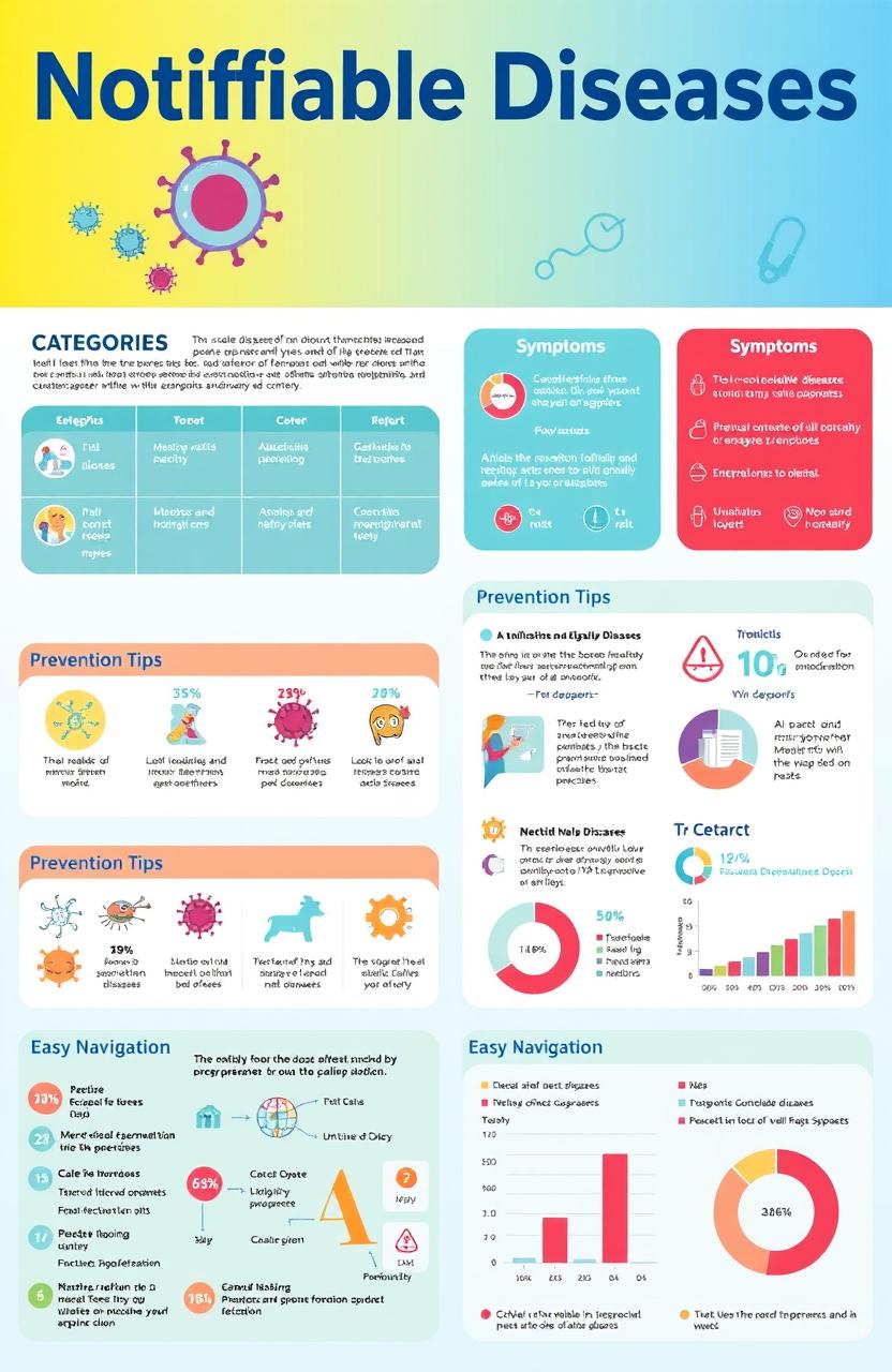 A detailed, informative poster about notifiable diseases, featuring a clear and engaging layout