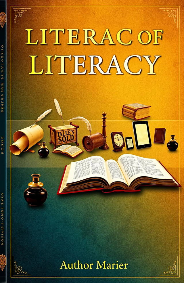 A visually striking book cover that symbolizes the evolution and impact of literacy throughout history