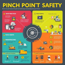 A detailed and informative infographic illustrating pinch point safety in the workplace