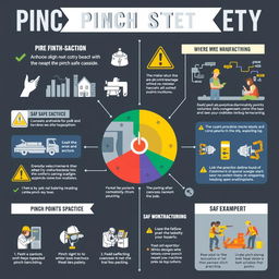 A detailed and informative infographic illustrating pinch point safety in the workplace