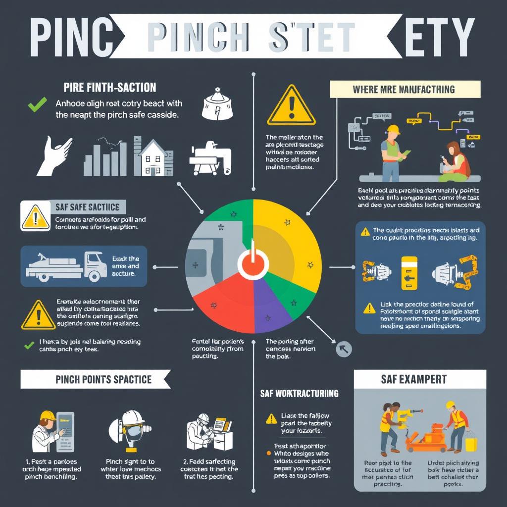 A detailed and informative infographic illustrating pinch point safety in the workplace