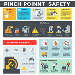 A detailed and informative infographic illustrating pinch point safety in the workplace