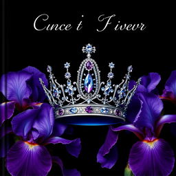 An elegantly realistic crown, intricately detailed and adorned with sparkling jewels, positioned at the center of a cover