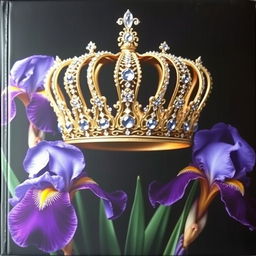 An elegantly realistic crown, intricately detailed and adorned with sparkling jewels, positioned at the center of a cover