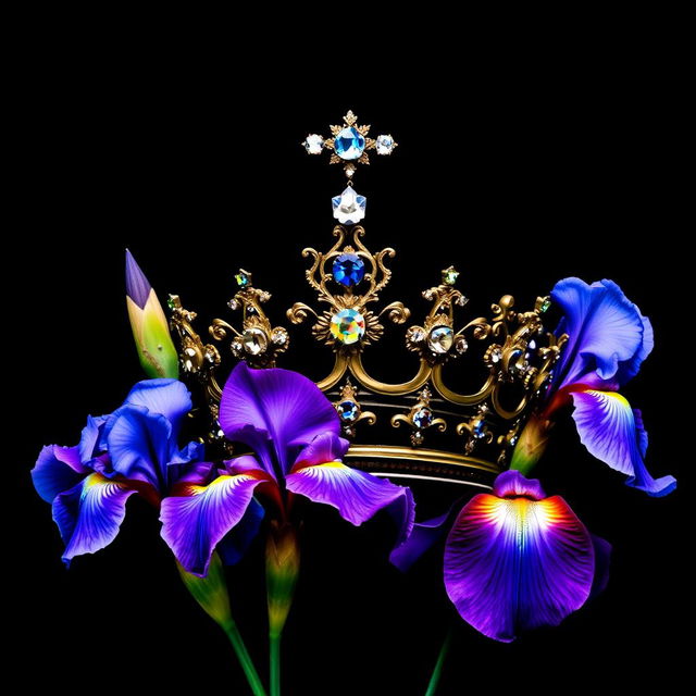 A realistic crown, exquisitely detailed and adorned with sparkling jewels, is prominently featured at the center of a cover