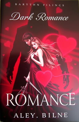 A dark romance book cover featuring a mysterious woman and a brooding man in an intense pose, surrounded by a shadowy figure in the background