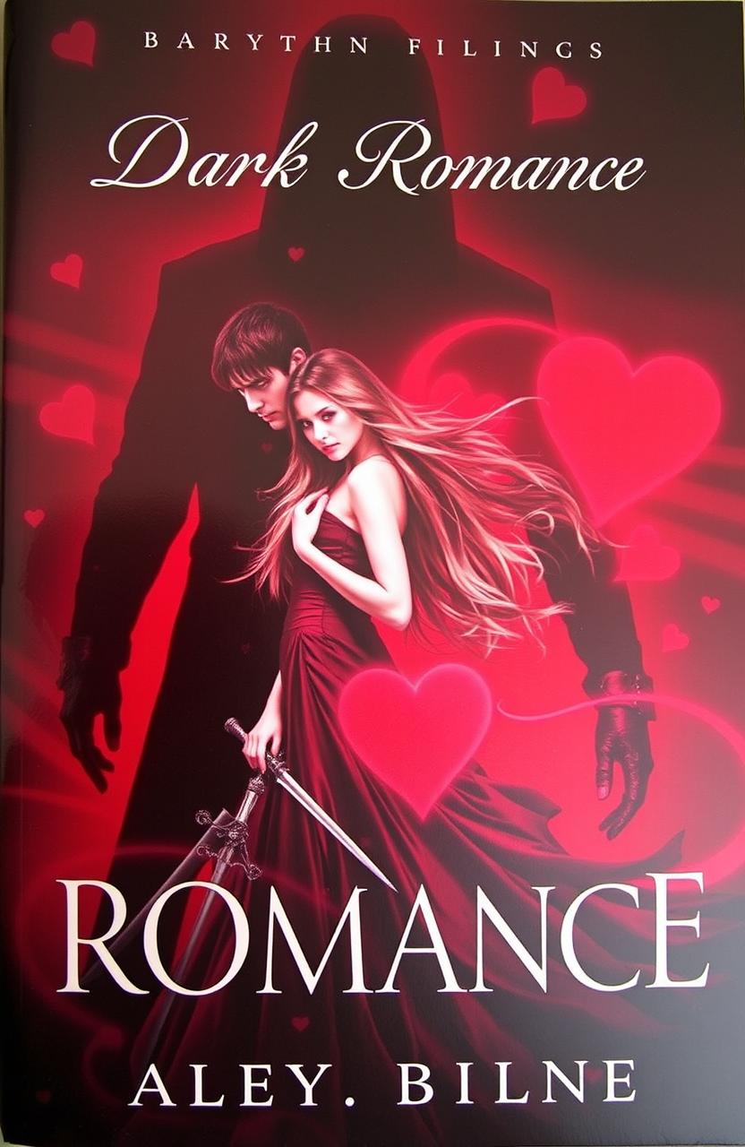 A dark romance book cover featuring a mysterious woman and a brooding man in an intense pose, surrounded by a shadowy figure in the background