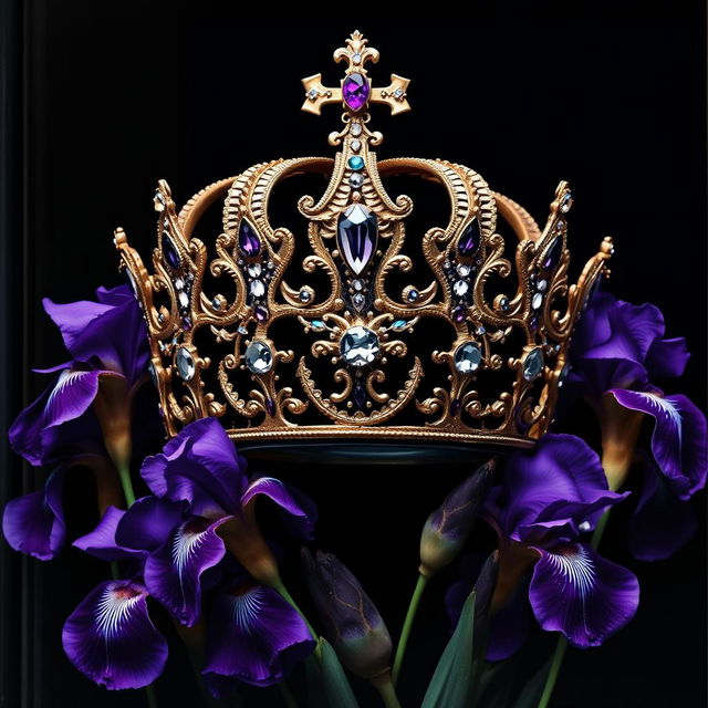 A beautifully realistic crown, intricately crafted with exquisite details and sparkling gemstones, is the central focus of a cover