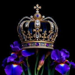 A stunningly realistic crown, beautifully crafted with intricate designs and sparkling gemstones, is showcased at the center of a cover