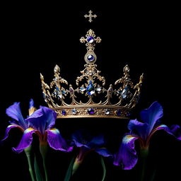 A stunningly realistic crown, beautifully crafted with intricate designs and sparkling gemstones, is showcased at the center of a cover