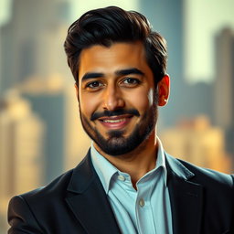 A portrait of a man named Ali Karimi, showcasing him as a charismatic and confident figure