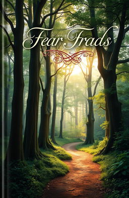 A visually captivating book cover design, featuring an enchanting forest landscape with tall, ancient trees and dappled sunlight filtering through the leaves
