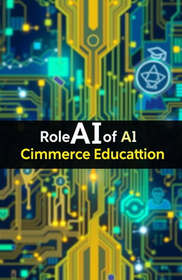 A captivating book cover design featuring the title "Role of AI in Commerce Education" prominently displayed