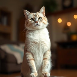 A standing cat resembling a man, showcasing a humanoid posture