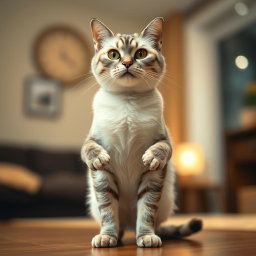 A standing cat resembling a man, showcasing a humanoid posture