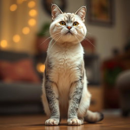 A standing cat resembling a man, showcasing a humanoid posture