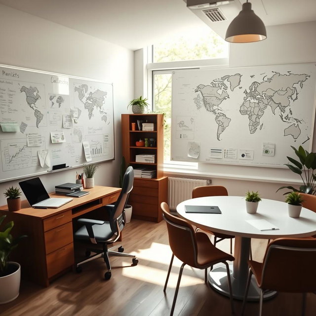 A small office space for a company where deals are made and work discussions take place