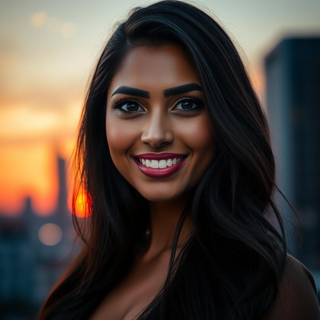 A striking portrait of Vishka Asayesh, showcasing her captivating features and expressive eyes