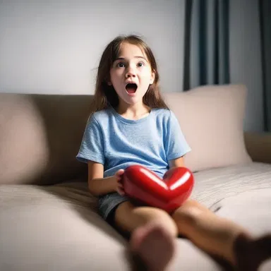 The young girl's heart raced aflutter as she watched the horror movie late at night.