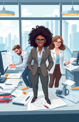 A professional and creative 2D illustration depicting the field of engineering